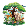 Savannen Tierwelt Rundbild