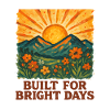 Sunrise over mountains and blossoms