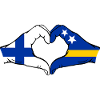 Finland Curacao Flag Hands Heart Shape