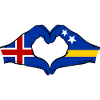 Iceland Curacao Flag Hands Heart Shape