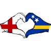 England Curacao Flag Hands Heart Shape
