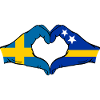 Sweden Curacao Flag Hands Heart Shape