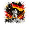 Astronaut mit Deutschlandflagge auf Mond