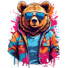 Neon Pop Bear with Sunglasses