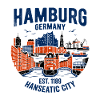 Hamburg Hafen Skyline Farbblock