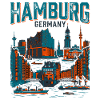 Hamburg Skyline Blau Orange