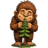 Cuddly Bigfoot with Christmas tree