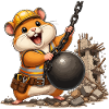 Bauhamster mit Abrissball