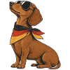 Dachshund with flag bandana & sunglasses