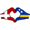 Denmark Curacao Flag Hands Heart Shape