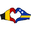 Belgium Curacao Flag Hands Heart Shape