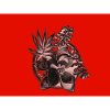 Crimson Succulent Skizze auf Rot