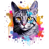 Bunte ägyptische Mau-Katzengesicht-Splash-Art
