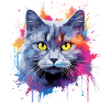 Bunte Chartreux Katzengesicht-Splash-Art