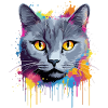 Chartreux Katzengesicht Bunte Splash-Kunst