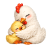 Maman Poule câline son bébé