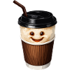 Lächelnde Kaffeetasse mit Strohhalm