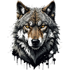 Wolf Illustration mit Farbklecksen