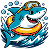 Funny shark with swimming ring