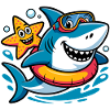 Funny shark with starfish