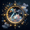 Stellar duck in golden circular frame