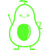 Neon-Avocado mit Lächeln