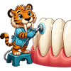 Tiger Brushing Teeth Cartoon
