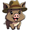 Wildschwein mit Hut