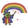 Frog Wizard Casting Love Under Rainbow