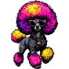 Neon poodle with sunglasses