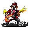 Punk Bulldogge mit E-Gitarre