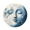 Moon Face in Blue Moonlight
