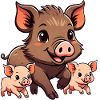 Wildschwein mit Ferkeln