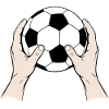 Football held in hands