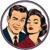 Retro Pop Couple Winking Duo