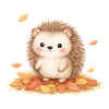 Autumnal hedgehog on leaf mound