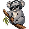 Cool koala with headphones and sunglasses