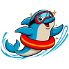 Funny dolphin with diving goggles