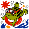 Frog diver on the beach