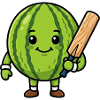 Funny watermelon with cricket bat