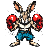 Boxender Hase mit Boxhandschuhen