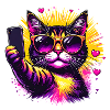 Cat Selfie Neon Sunglasses