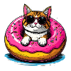 Cat in donut with sunglasses