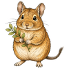 Degu Holding Leafy Branch