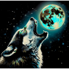 Wolf howls at the Full Moon
