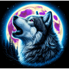 Wolf howls at the Full Moon
