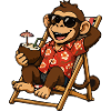 Affe am Strand im Hawaii-Look