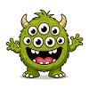 Green monster with many eyes