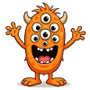 Orange monster with many eyes