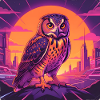 Neon Eulen im Cyberpunk-Stadtlicht